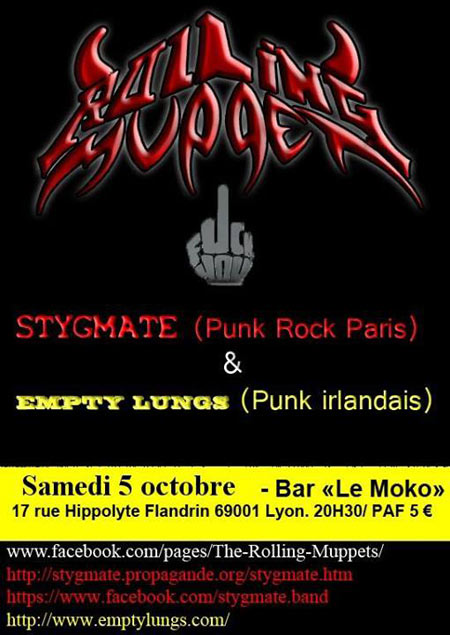 Empty Lungs - Stygmate - The Rolling Muppets @ Moko le 05 octobre 2013 à Lyon (69)