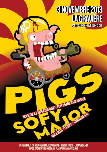 Noise rock: PIGS (avec des membres d'Unsane, USA) à la Gravière le 03 novembre 2013 à Genève (CH)