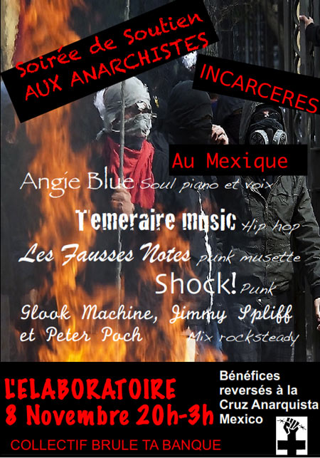 Soirée de soutien aux anarchistes incarcérés à l'Élaboratoire le 08 novembre 2013 à Rennes (35)
