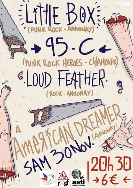 Little Box + 95-C + The Loud Feathers à l'American Dreamer le 30 novembre 2013 à Annonay (07)