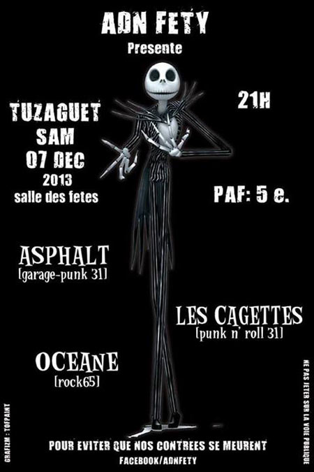Asphalt + Les Cagettes + Océane à la Salle des Fêtes le 07 décembre 2013 à Tuzaguet (65)