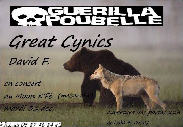 Guerilla Poubelle + Great Cynics + David F. au Moon K'fé le 31 décembre 2013 à Meisenthal (57)