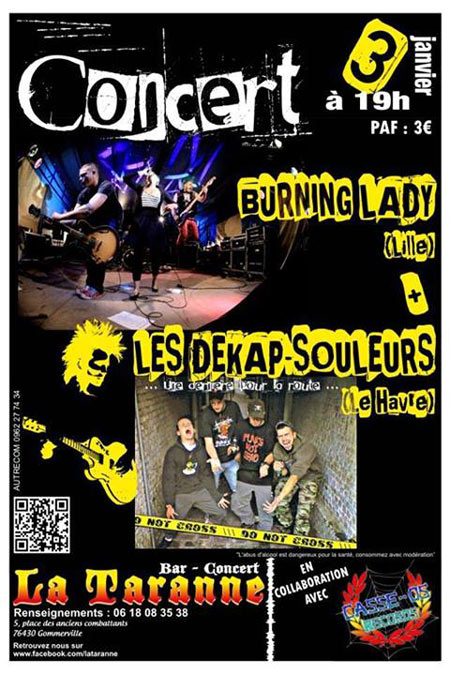Burning Lady + Les Dekap-Souleurs à La Taranne le 03 janvier 2014 à Gommerville (76)