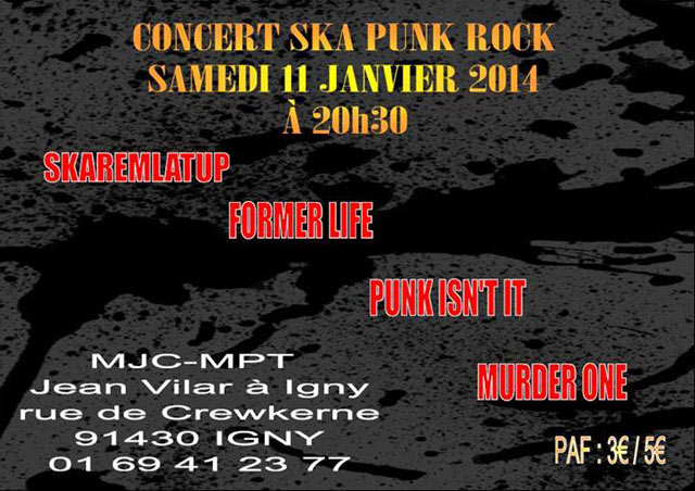 Concert Punk Rock n'roll le 11 janvier 2014 à Igny (91)