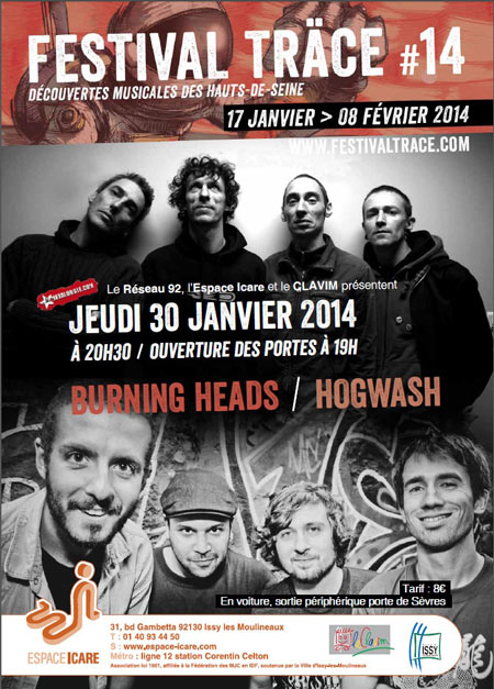 Burning Heads + Hogwash à l'Espace Icare le 30 janvier 2014 à Issy-les-Moulineaux (92)