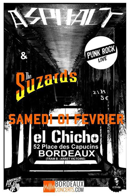 ASPHALT (punk '77/garage, Toulouse) w/ The Suzards (Bordeaux) le 01 février 2014 à Bordeaux (33)