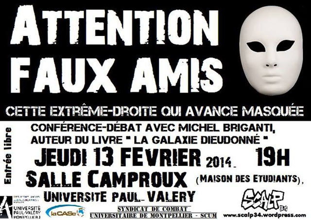 Conférence-débat 'Cette extrême droite qui avance masquée' le 13 février 2014 à Montpellier (34)