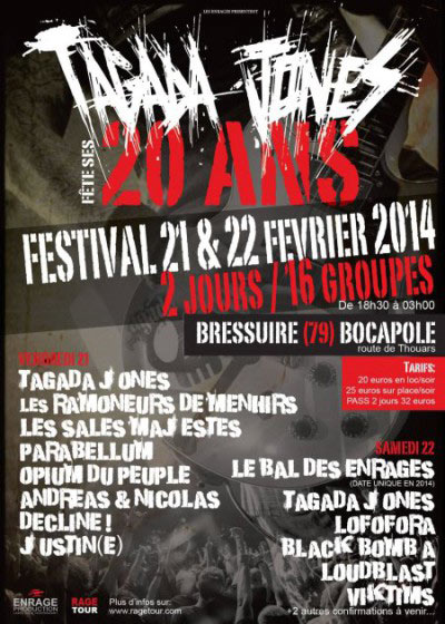 TAGADA JONES - FESTIVAL DES 20 ANS à BOCAPOLE le 21 février 2014 à Bressuire (79)