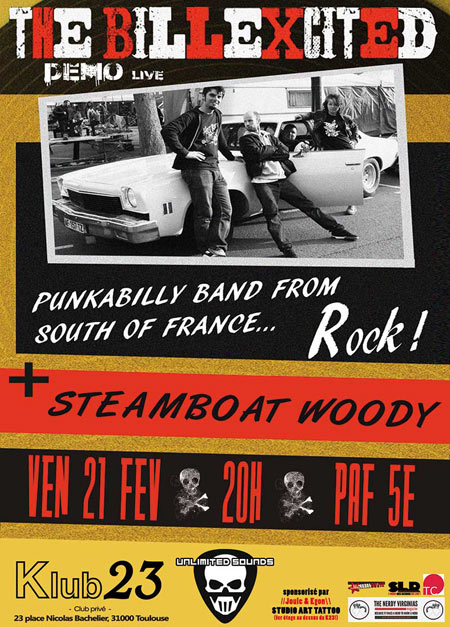 Concert PunkaBilly!! THE BILLEXCITED + STEAMBOAT WOODY au Klub23 le 21 février 2014 à Toulouse (31)