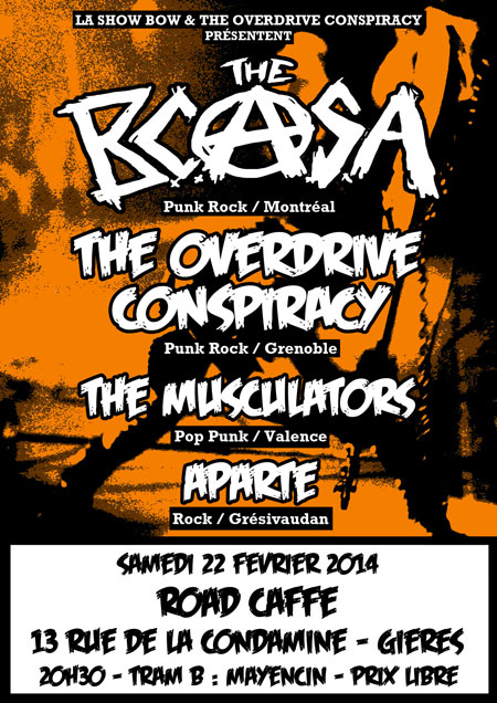The BCASA (CAN) + The Overdrive Conspiracy + The Musculators le 22 février 2014 à Gières (38)