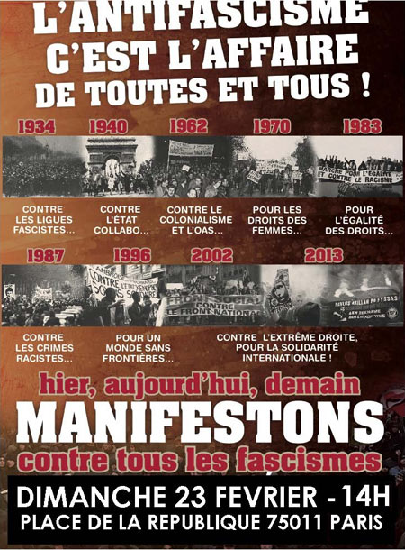 RASSEMBLEMENT ANTIFA le 23 février 2014 à Paris (75)