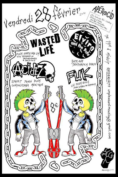 ACIDEZ + WASTED LIFE + FUK + ELVIRA & THE BATS le 28 février 2014 à Cachan (94)