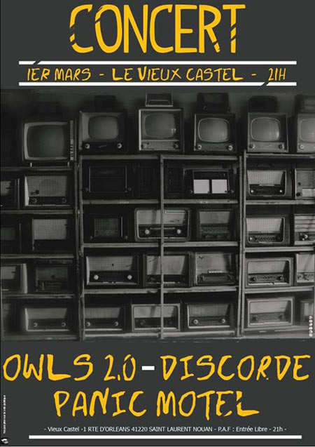 Owls 2.0 + Discorde + Panic Motel au Vieux Castel le 01 mars 2014 à Saint-Laurent-Nouan (41)