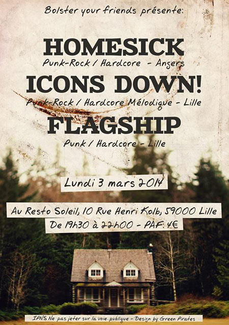 Homesick + Icons Down! + Flagship au Resto Soleil le 03 mars 2014 à Lille (59)