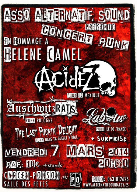 Concert Punk en hommage à Hélène Camel le 07 mars 2014 à Carcen-Ponson (40)