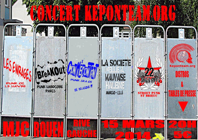 Concert Keponteam.org - 20H - 5€ à la MJC Rouen Rive Gauche le 15 mars 2014 à Rouen (76)
