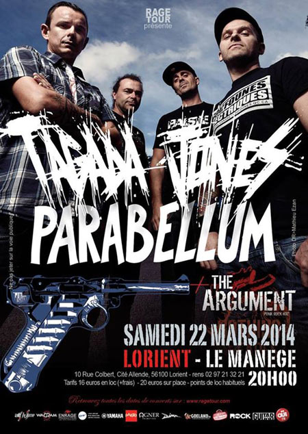 Tagada Jones + Parabellum + The Argument au Manège le 22 mars 2014 à Lorient (56)