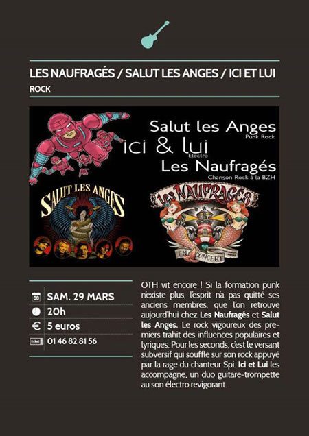 Salut Les Anges + Ici Et Lui + Les Naufragés au SUB le 29 mars 2014 à Vitry-sur-Seine (94)
