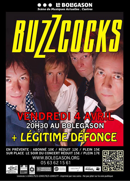 Buzzcocks + Légitime Défonce à Lo Bolegason le 04 avril 2014 à Castres (81)