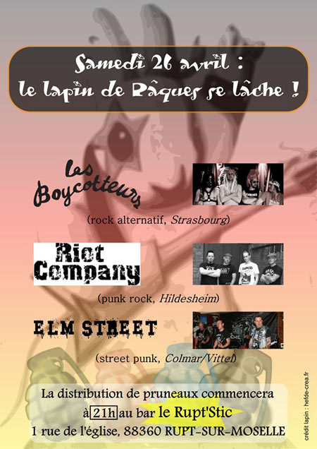 Riot Compagny + Elm Street + Les Boycotteurs au Rupt'Stic le 26 avril 2014 à Rupt-sur-Moselle (88)