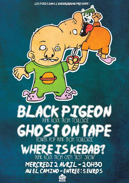 Black Pigeon + Ghost On Tape + Where Is Kebab? au El Camino le 02 mai 2014 à Caen (14)