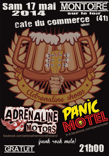 Adrenaline Motors + Panic Motel au Café du Commerce le 17 mai 2014 à Montoire-sur-le-Loir (41)