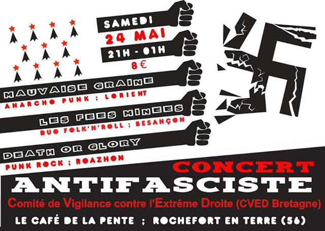 Concert antifasciste au Café de la Pente le 24 mai 2014 à Rochefort-en-Terre (56)