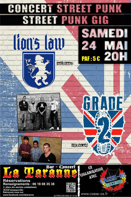 Grade 2 + Lion's Law au bar La Taranne le 24 mai 2014 à Gommerville (76)