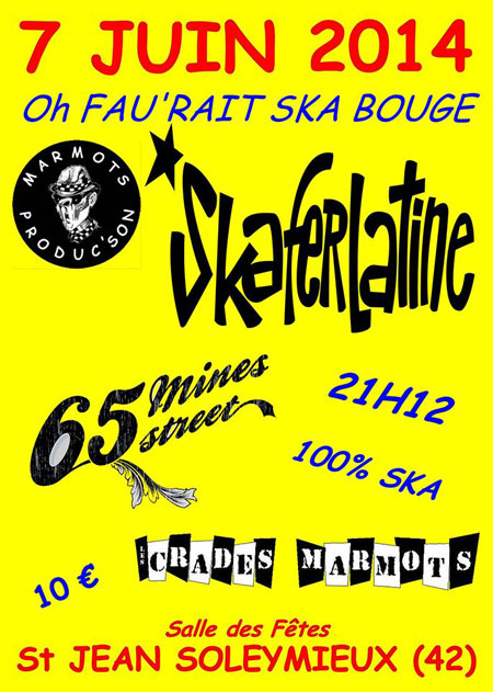 Skaferlatine + 65 Mines Street + Les Crades Marmots le 07 juin 2014 à Saint-Jean-Soleymieux (42)