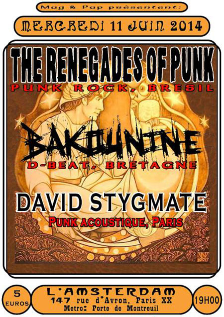The Renegades Of Punk et Bakounine à L'Amsterdam le 11 juin 2014 à Paris (75)