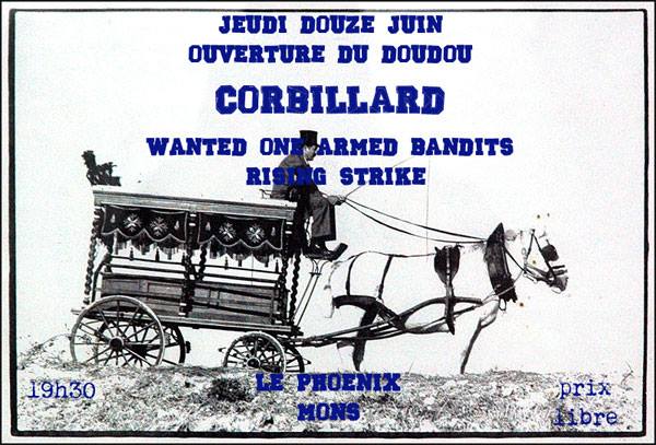 Corbillard + Rising Strike + Wanted One-Armed Bandits au Phoenix le 12 juin 2014 à Mons (BE)