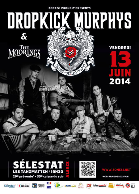 Dropkick Murphys + The Moorings aux Tanzmatten le 13 juin 2014 à Sélestat (67)