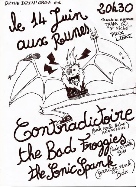 Contradictoire + The Bad Froggies + The Sonic Spank aux Runes le 14 juin 2014 à Bordeaux (33)