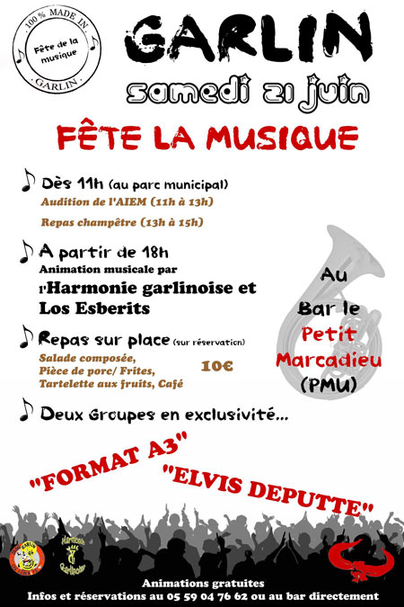 Fête de la musique au bar Le Marcadieu le 21 juin 2014 à Garlin (64)