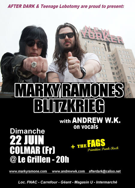 MARKY RAMONE'S BLITZKRIEG & ANDREW W.K le 22 juin 2014 à Colmar (68)