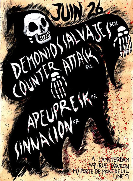 COUNTER-ATTACK + DEMONIOS SALVAJES + APEUPRESK + SINNACIÓN Live le 26 juin 2014 à Paris (75)