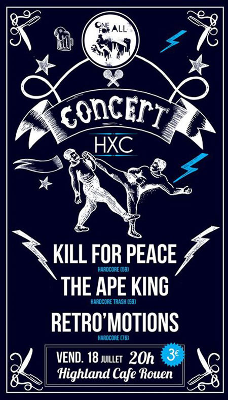 Kill For Peace + The Ape King + Retro'motions au Highlands Café le 18 juillet 2014 à Rouen (76)