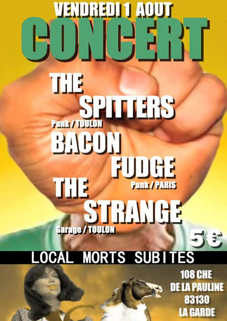 Bacon Fudge + The Spitters + The Strange au Local Morts Subites le 01 août 2014 à La Garde (83)