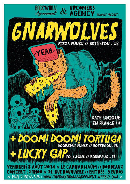 Gnarwolves + Doom! Doom! Tortuga + Lucky Gap au Capharnaüm le 08 août 2014 à Bordeaux (33)