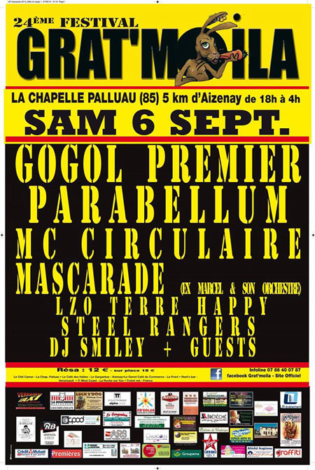 Festival Grat'Moila Parabellum et Gogol 1er le 06 septembre 2014 à La Chapelle-Palluau (85)