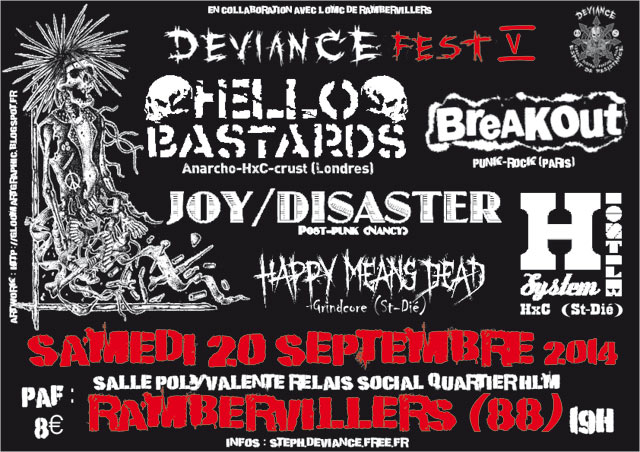 DEVIANCE FEST #5 le 20 septembre 2014 à Rambervillers (88)