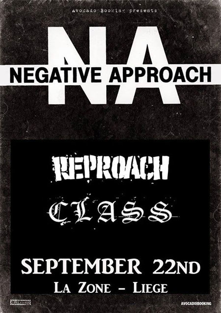 Negative Approach + Reproach + Classe + Grand Collapse à la Zone le 22 septembre 2014 à Liège (BE)
