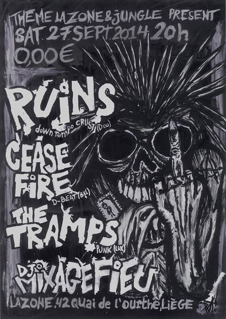 Ruins + Cease Fire + The Tramps à la Zone le 27 septembre 2014 à Liège (BE)