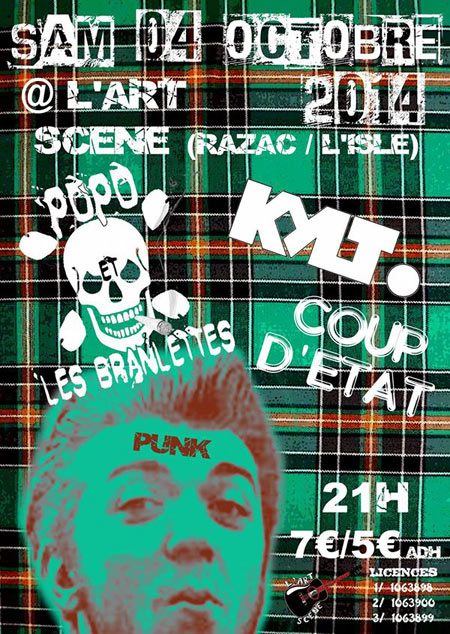 Popo et les Branlettes + Kylt + Coup d'État à l'Art Scène le 04 octobre 2014 à Razac-sur-l'Isle (24)