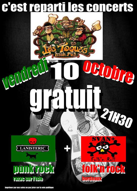 Concert aux Toqués le 10 octobre 2014 à Périgueux (24)