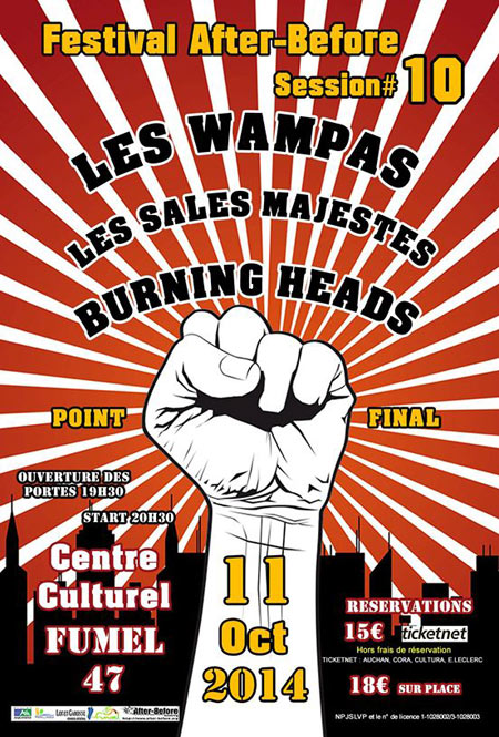 Les Wampas + Les Sales Majestés + Burning Heads le 11 octobre 2014 à Fumel (47)
