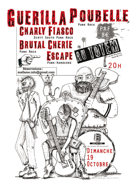 Guerilla Poubelle + Charly Fiasco + Brutal Chérie + Escape le 19 octobre 2014 à Maxéville (54)