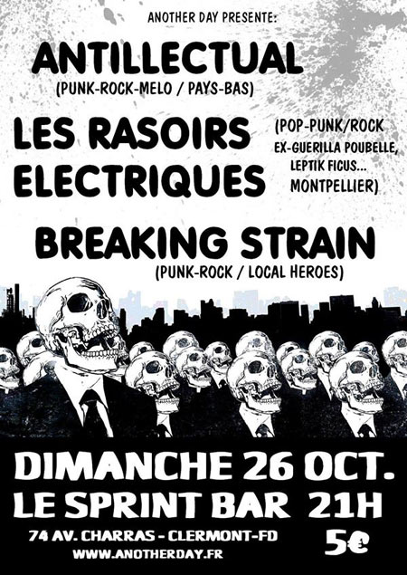 Antillectual +Rasoirs Électriques +Breaking Strain au Sprint Bar le 26 octobre 2014 à Clermont-Ferrand (63)
