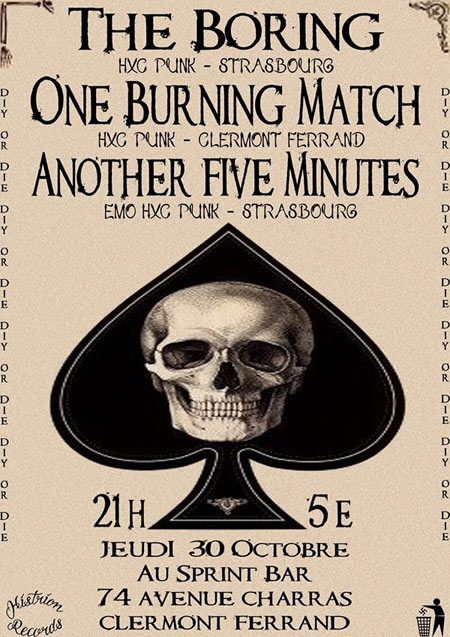 The Boring +Another Five Minutes +One Burning Match @ Sprint Bar le 30 octobre 2014 à Clermont-Ferrand (63)