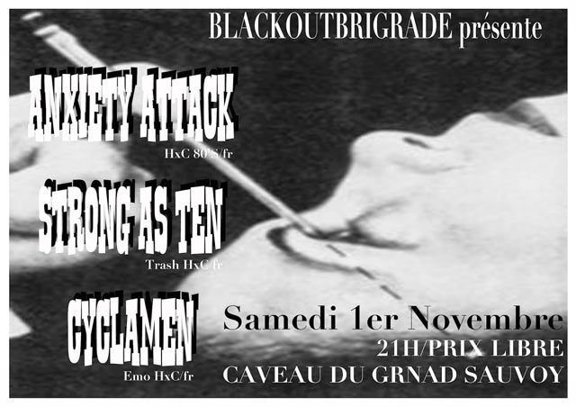 Anxiety Attack+Strong As Ten+Cyclamen au Caveau du Grand Sauvoy le 01 novembre 2014 à Maxéville (54)